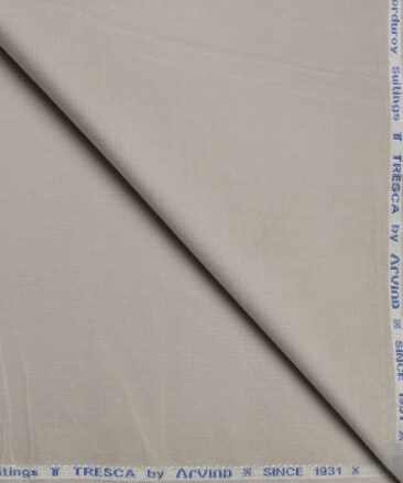 Arvind Tresca  Corduroy Cotton 26 Wales Stretchable Suiting Fabric (Light Pistachios Grey)