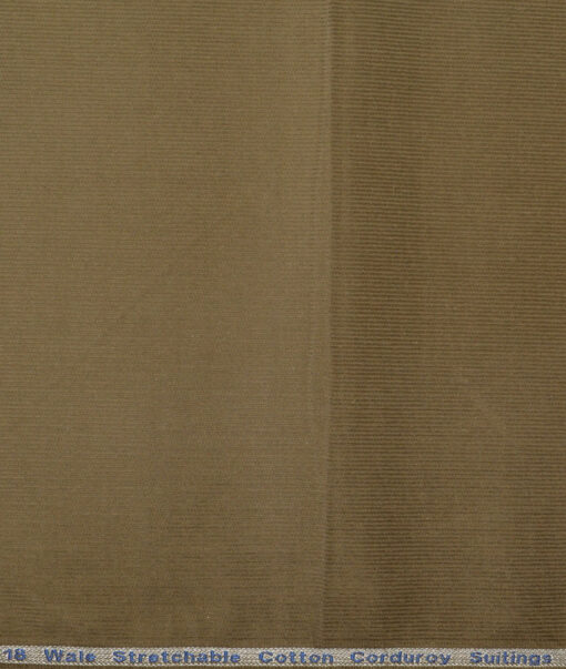 Arvind Tresca  Corduroy Cotton 18 Wales Stretchable Suiting Fabric (Muesli Green)