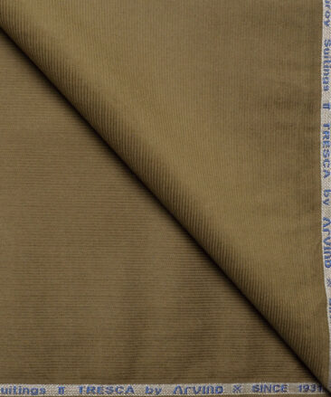 Arvind Tresca  Corduroy Cotton 18 Wales Stretchable Suiting Fabric (Muesli Green)