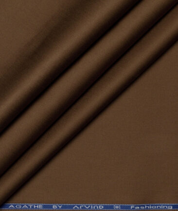 Arvind  Solids Premium Cotton Stretchable Trouser or Chinos Fabric (Dark Coffee Brown)