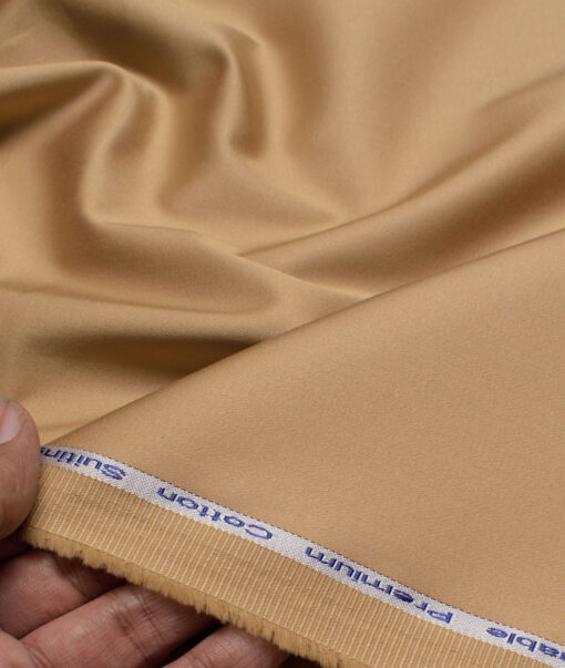 Arvind  Solids Premium Cotton Stretchable Trouser or Chinos Fabric (Fawn Beige)