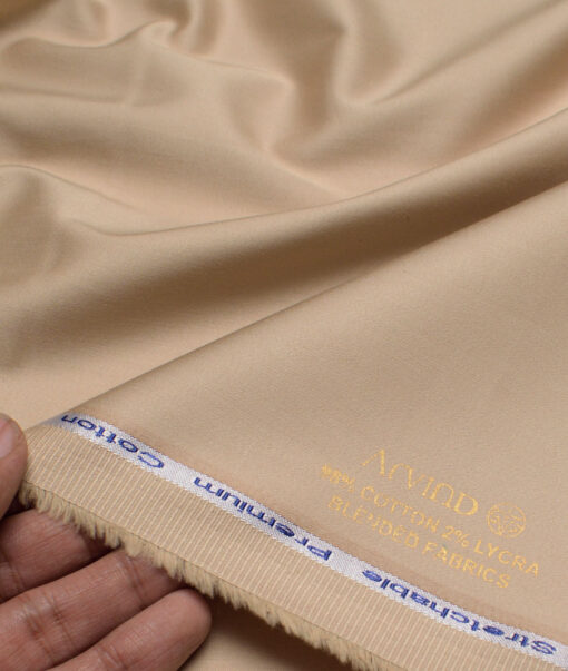 Arvind  Solids Premium Cotton Stretchable Trouser or Chinos Fabric (Maize Beige)