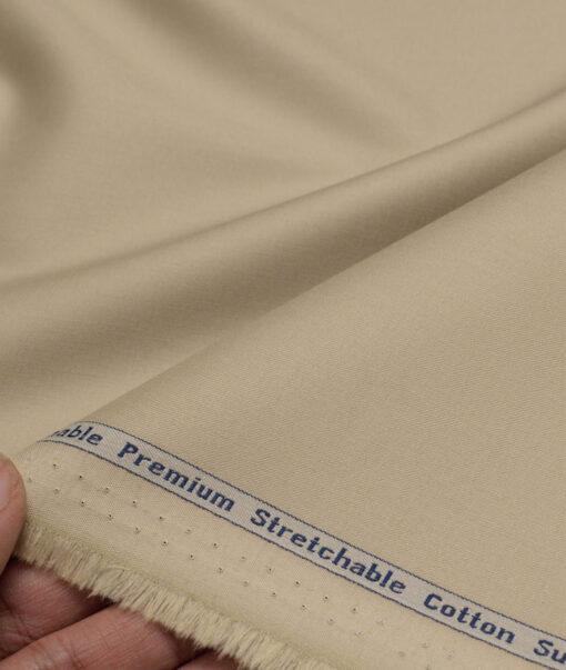 Arvind Tresca  Solids Wrinkle Resistant Premium Cotton Stretchable Trouser or Chinos Fabric (Beige)