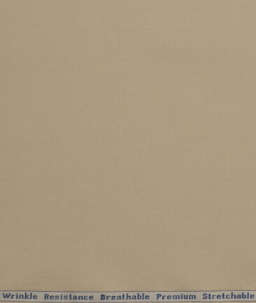 Arvind Tresca  Solids Wrinkle Resistant Premium Cotton Stretchable Trouser or Chinos Fabric (Beige)