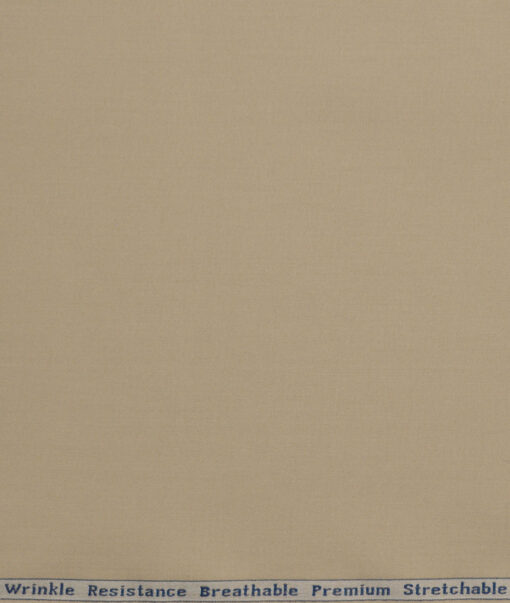 Arvind Tresca  Solids Wrinkle Resistant Premium Cotton Stretchable Trouser or Chinos Fabric (Beige)