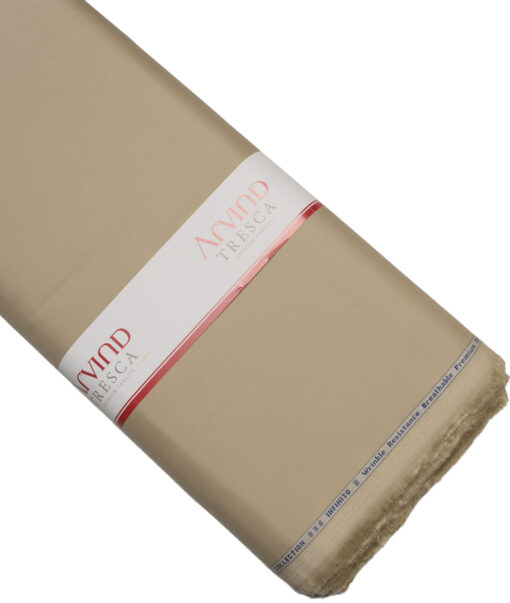 Arvind Tresca  Solids Wrinkle Resistant Premium Cotton Stretchable Trouser or Chinos Fabric (Beige)