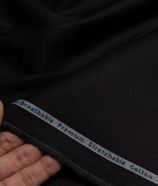 Arvind Tresca  Solids Wrinkle Resistant Premium Cotton Stretchable Trouser or Chinos Fabric (Black)