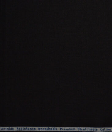 Arvind Tresca  Solids Wrinkle Resistant Premium Cotton Stretchable Trouser or Chinos Fabric (Black)