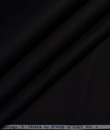 Arvind Tresca  Solids Wrinkle Resistant Premium Cotton Stretchable Trouser or Chinos Fabric (Black)
