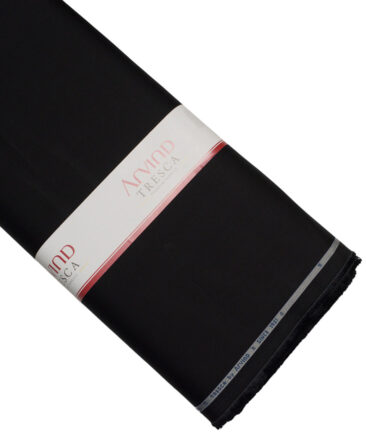Arvind Tresca  Solids Wrinkle Resistant Premium Cotton Stretchable Trouser or Chinos Fabric (Black)