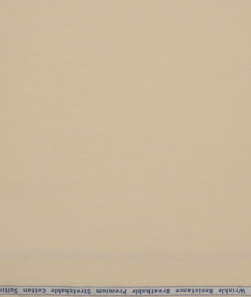 Arvind Tresca  Solids Wrinkle Resistant Premium Cotton Stretchable Trouser or Chinos Fabric (Cream)