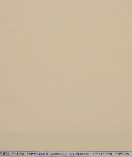 Arvind Tresca  Solids Wrinkle Resistant Premium Cotton Stretchable Trouser or Chinos Fabric (Cream)