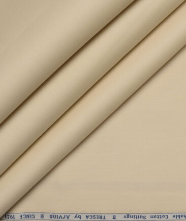 Arvind Tresca  Solids Wrinkle Resistant Premium Cotton Stretchable Trouser or Chinos Fabric (Cream)