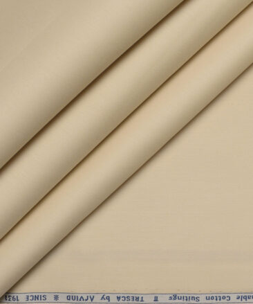 Arvind Tresca  Solids Wrinkle Resistant Premium Cotton Stretchable Trouser or Chinos Fabric (Cream)