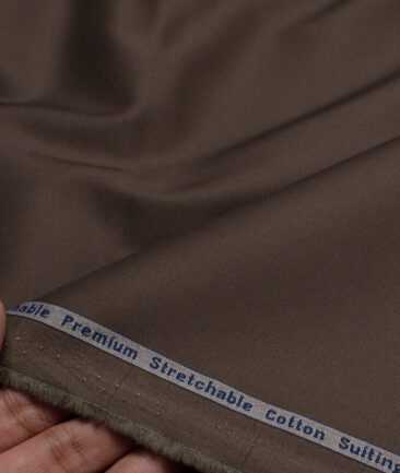 Arvind Tresca  Solids Wrinkle Resistant Premium Cotton Stretchable Trouser or Chinos Fabric (Dark Brown)