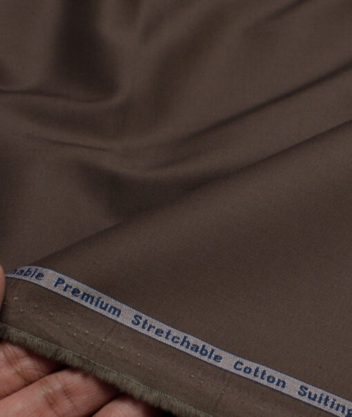 Arvind Tresca  Solids Wrinkle Resistant Premium Cotton Stretchable Trouser or Chinos Fabric (Dark Brown)