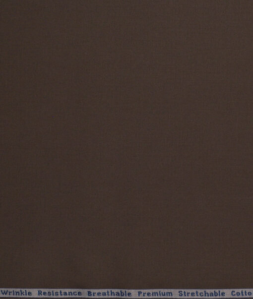 Arvind Tresca  Solids Wrinkle Resistant Premium Cotton Stretchable Trouser or Chinos Fabric (Dark Brown)