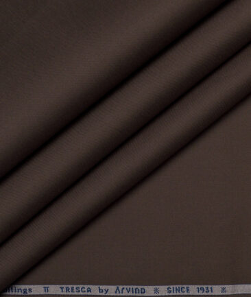 Arvind Tresca  Solids Wrinkle Resistant Premium Cotton Stretchable Trouser or Chinos Fabric (Dark Brown)