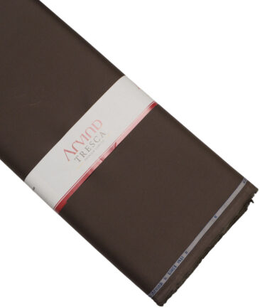 Arvind Tresca  Solids Wrinkle Resistant Premium Cotton Stretchable Trouser or Chinos Fabric (Dark Brown)