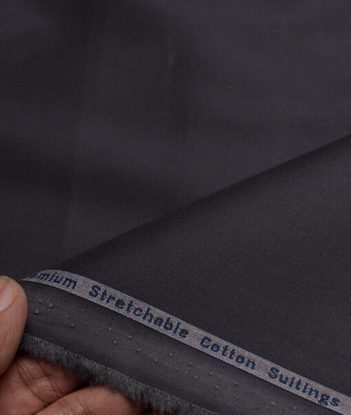 Arvind Tresca  Solids Wrinkle Resistant Premium Cotton Stretchable Trouser or Chinos Fabric (Dark Grey)