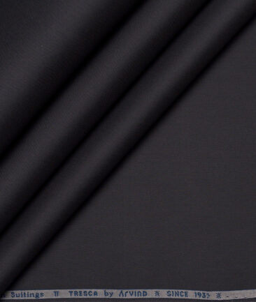 Arvind Tresca  Solids Wrinkle Resistant Premium Cotton Stretchable Trouser or Chinos Fabric (Dark Grey)