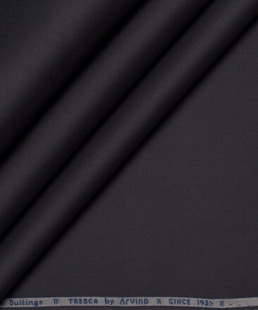 Arvind Tresca  Solids Wrinkle Resistant Premium Cotton Stretchable Trouser or Chinos Fabric (Dark Grey)