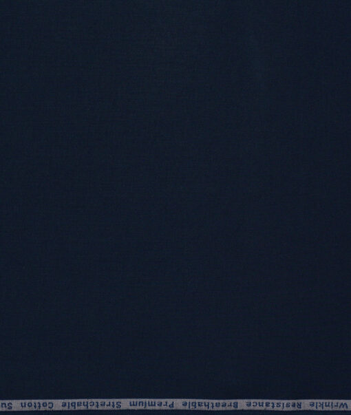 Arvind Tresca  Solids Wrinkle Resistant Premium Cotton Stretchable Trouser or Chinos Fabric (Dark Royal Blue)
