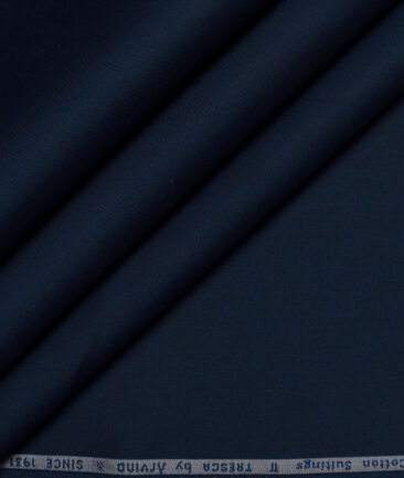 Arvind Tresca  Solids Wrinkle Resistant Premium Cotton Stretchable Trouser or Chinos Fabric (Dark Royal Blue)