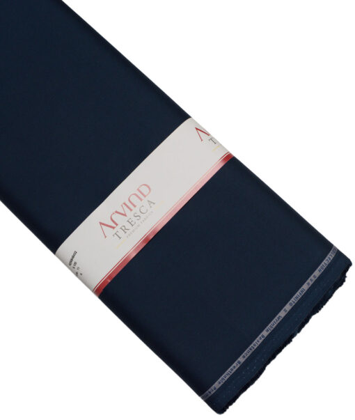 Arvind Tresca  Solids Wrinkle Resistant Premium Cotton Stretchable Trouser or Chinos Fabric (Dark Royal Blue)