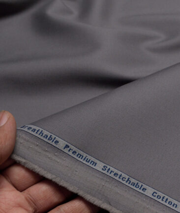 Arvind Tresca  Solids Wrinkle Resistant Premium Cotton Stretchable Trouser or Chinos Fabric (Grey)