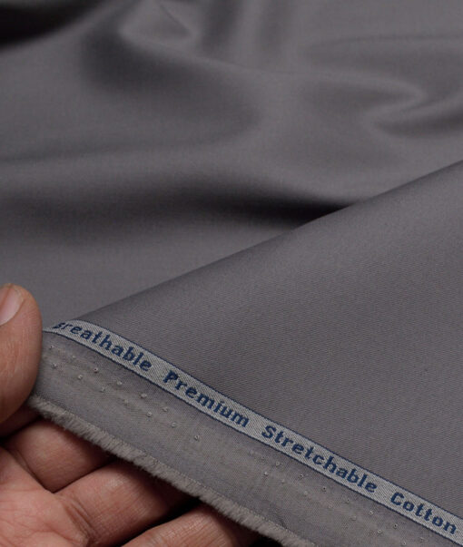 Arvind Tresca  Solids Wrinkle Resistant Premium Cotton Stretchable Trouser or Chinos Fabric (Grey)