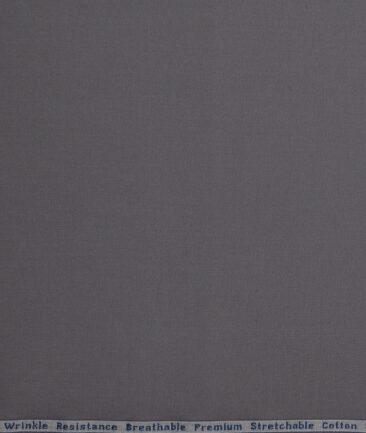 Arvind Tresca  Solids Wrinkle Resistant Premium Cotton Stretchable Trouser or Chinos Fabric (Grey)