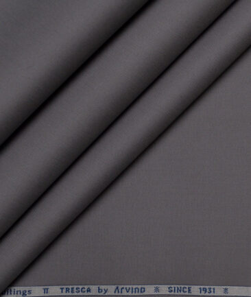 Arvind Tresca  Solids Wrinkle Resistant Premium Cotton Stretchable Trouser or Chinos Fabric (Grey)