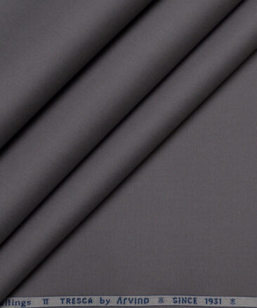 Arvind Tresca  Solids Wrinkle Resistant Premium Cotton Stretchable Trouser or Chinos Fabric (Grey)