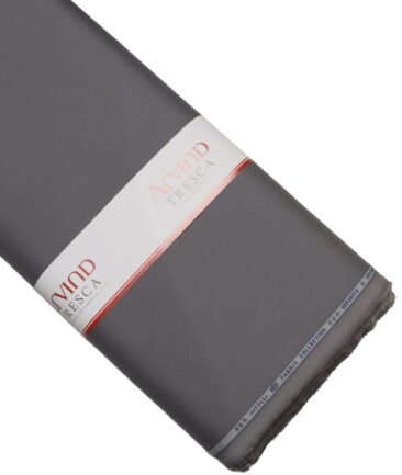 Arvind Tresca  Solids Wrinkle Resistant Premium Cotton Stretchable Trouser or Chinos Fabric (Grey)