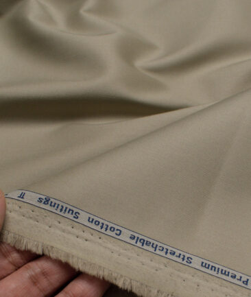 Arvind Tresca  Solids Wrinkle Resistant Premium Cotton Stretchable Trouser or Chinos Fabric (Light Grey)