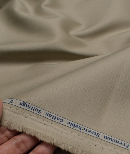 Arvind Tresca  Solids Wrinkle Resistant Premium Cotton Stretchable Trouser or Chinos Fabric (Light Grey)