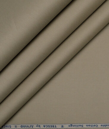 Arvind Tresca  Solids Wrinkle Resistant Premium Cotton Stretchable Trouser or Chinos Fabric (Light Grey)