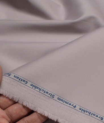 Arvind Tresca  Solids Wrinkle Resistant Premium Cotton Stretchable Trouser or Chinos Fabric (Light Purple)