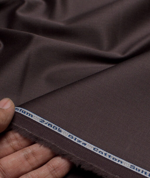 Arvind Tresca 2 Ply 60's Structured Giza Cotton Stretchable Trouser or Chinos Fabric (Dark Brown)