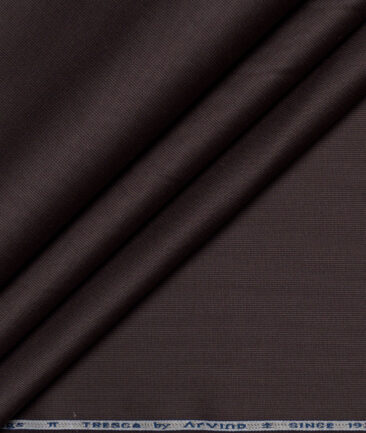 Arvind Tresca 2 Ply 60's Structured Giza Cotton Stretchable Trouser or Chinos Fabric (Dark Brown)