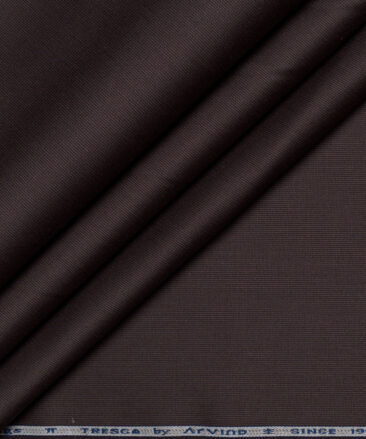 Arvind Tresca 2 Ply 60's Structured Giza Cotton Stretchable Trouser or Chinos Fabric (Dark Brown)