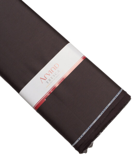 Arvind Tresca 2 Ply 60's Structured Giza Cotton Stretchable Trouser or Chinos Fabric (Dark Brown)