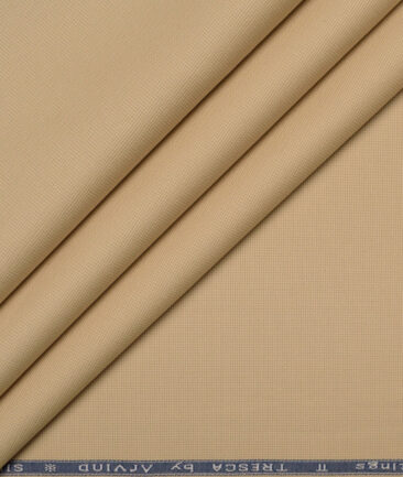 Arvind Tresca  Structured Cotton Stretchable Trouser or Chinos Fabric (Beige)