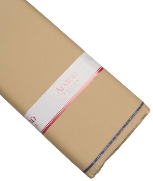 Arvind Tresca  Structured Cotton Stretchable Trouser or Chinos Fabric (Beige)