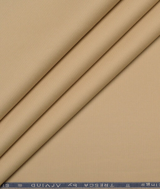 Arvind Tresca  Structured Cotton Stretchable Trouser or Chinos Fabric (Beige)