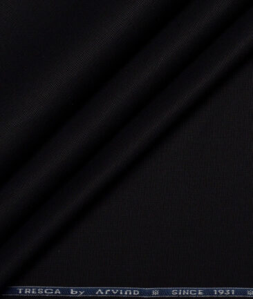 Arvind Tresca  Structured Cotton Stretchable Trouser or Chinos Fabric (Black)