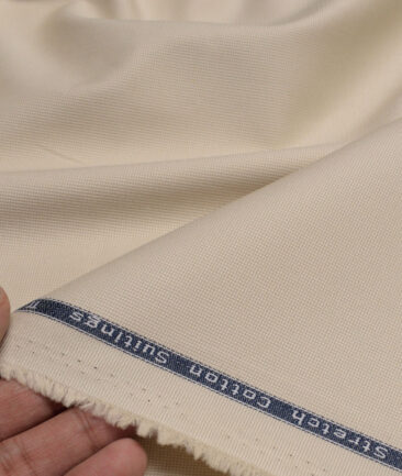 Arvind Tresca  Structured Cotton Stretchable Trouser or Chinos Fabric (Cream)
