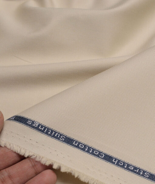 Arvind Tresca  Structured Cotton Stretchable Trouser or Chinos Fabric (Cream)
