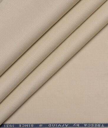 Arvind Tresca  Structured Cotton Stretchable Trouser or Chinos Fabric (Cream)
